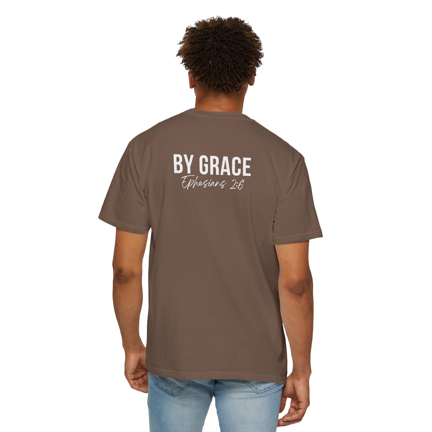 Elevated Christian T-Shirt | “By Grace” Scripture Back Print | Faith Streetwear | Inspirational Unisex Cotton Top | Everyday Wear & Gift Idea
