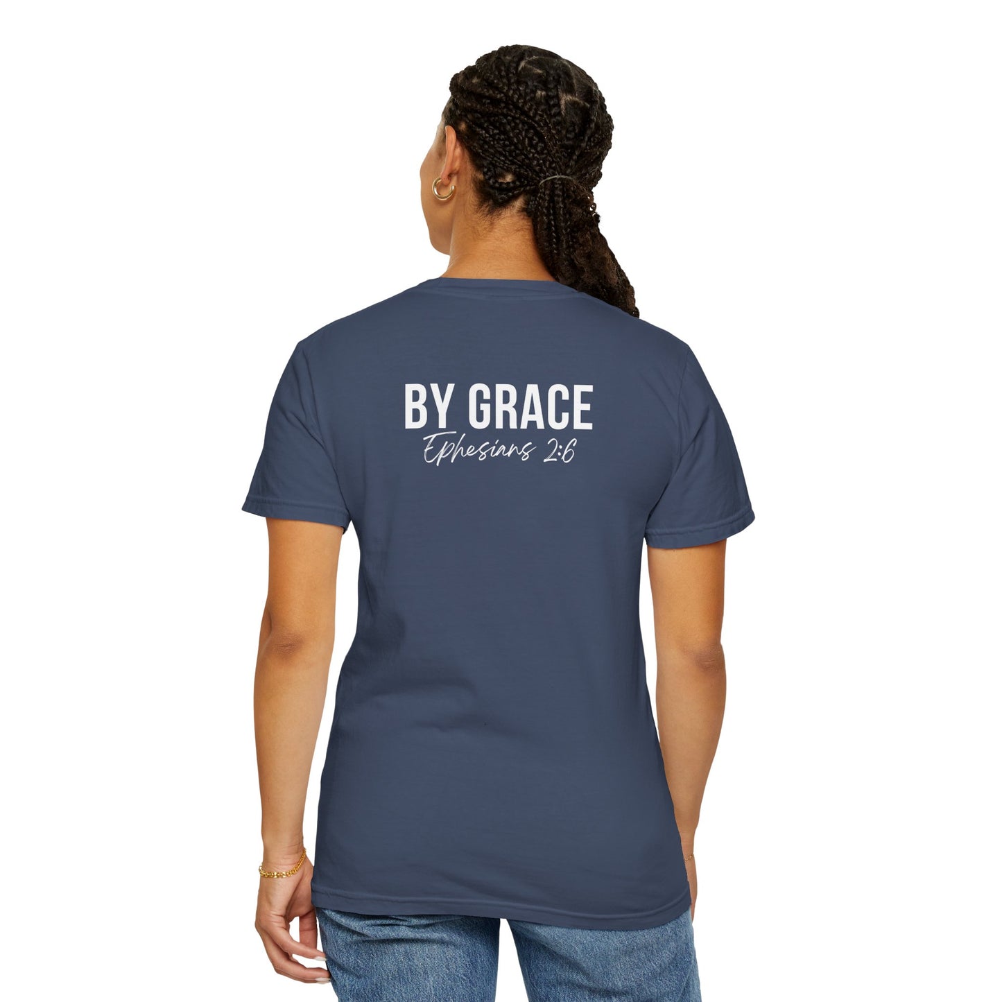 Elevated Christian T-Shirt | “By Grace” Scripture Back Print | Faith Streetwear | Inspirational Unisex Cotton Top | Everyday Wear & Gift Idea