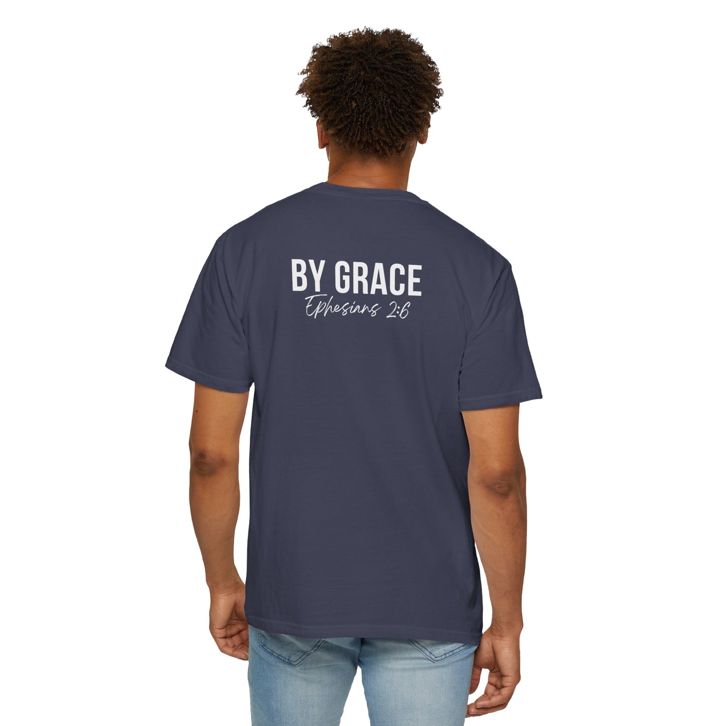Elevated Christian T-Shirt | “By Grace” Scripture Back Print | Faith Streetwear | Inspirational Unisex Cotton Top | Everyday Wear & Gift Idea