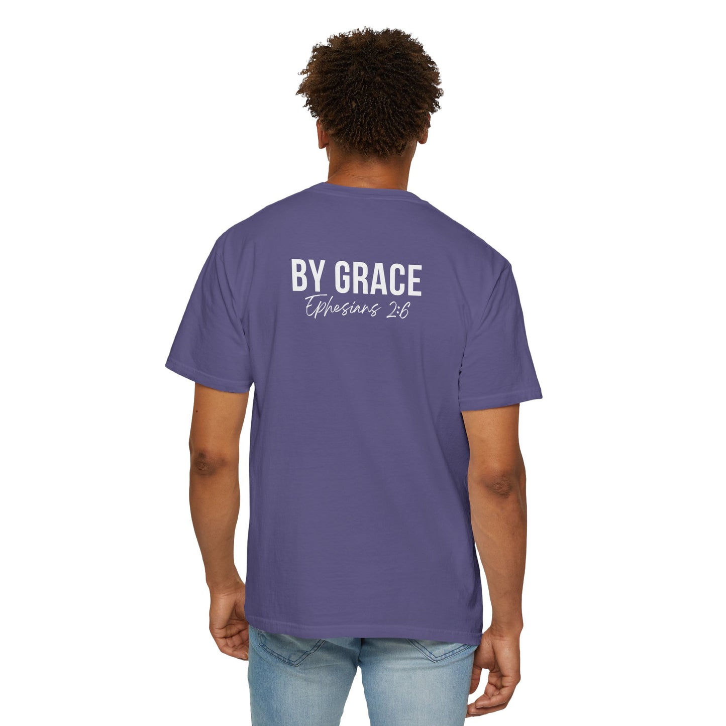 Elevated Christian T-Shirt | “By Grace” Scripture Back Print | Faith Streetwear | Inspirational Unisex Cotton Top | Everyday Wear & Gift Idea