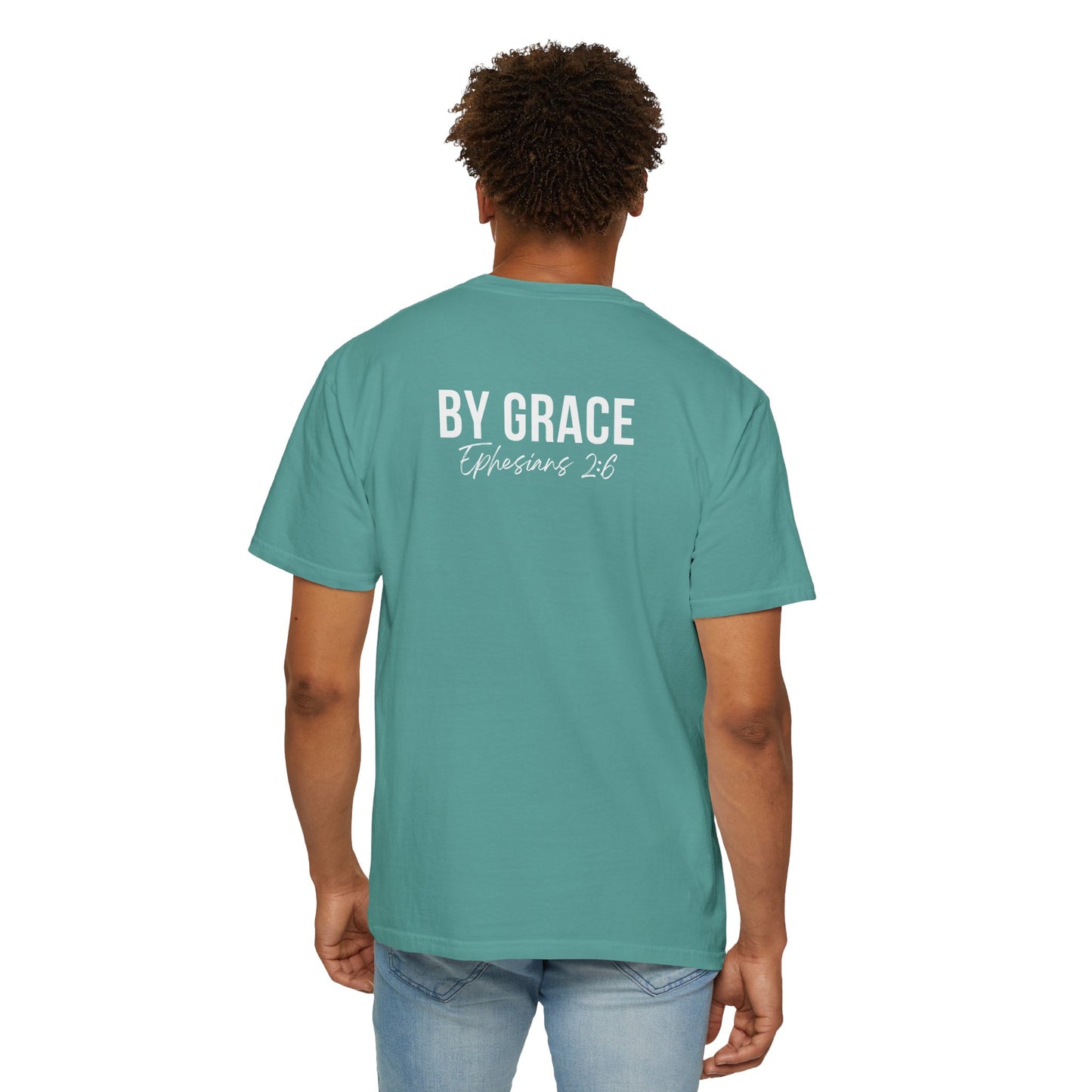 Elevated Christian T-Shirt | “By Grace” Scripture Back Print | Faith Streetwear | Inspirational Unisex Cotton Top | Everyday Wear & Gift Idea