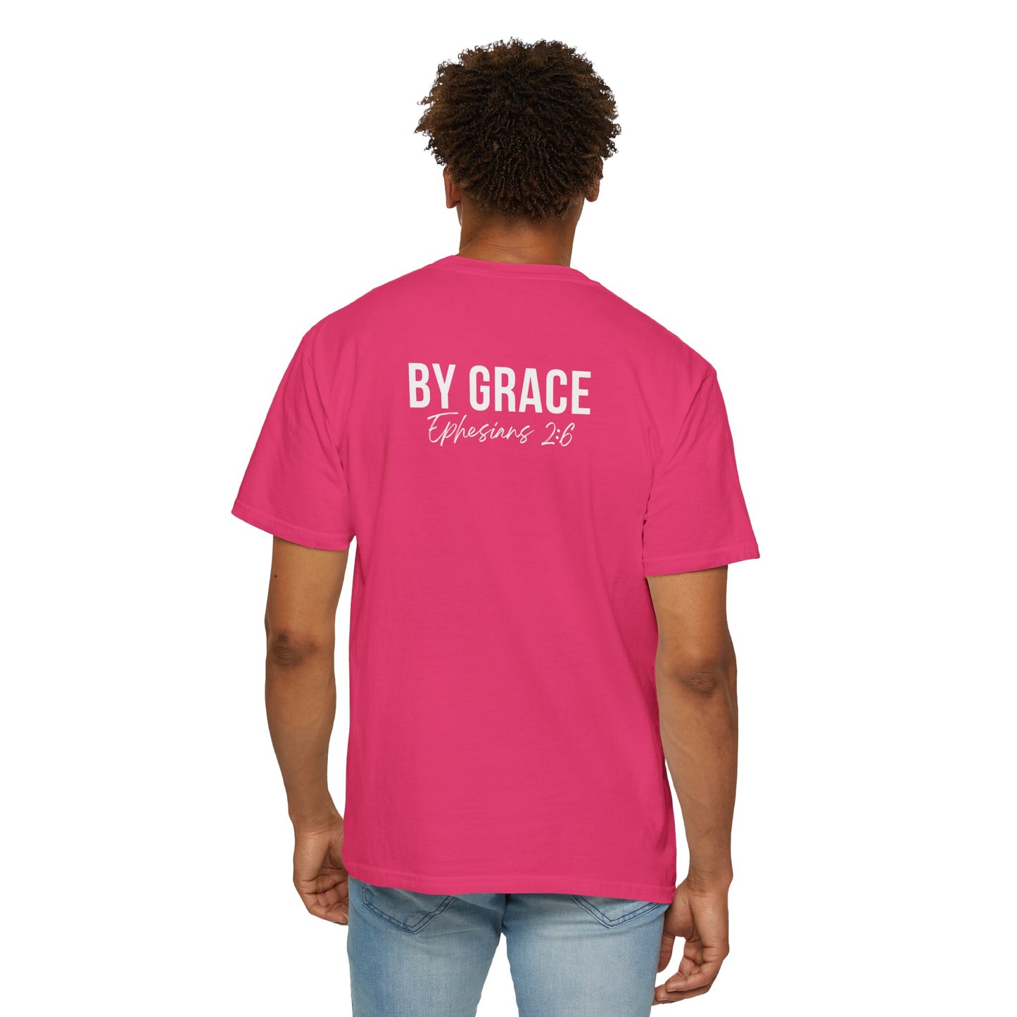 Elevated Christian T-Shirt | “By Grace” Scripture Back Print | Faith Streetwear | Inspirational Unisex Cotton Top | Everyday Wear & Gift Idea
