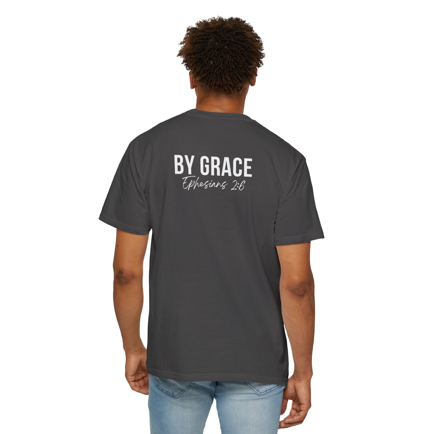 Elevated Christian T-Shirt | “By Grace” Scripture Back Print | Faith Streetwear | Inspirational Unisex Cotton Top | Everyday Wear & Gift Idea