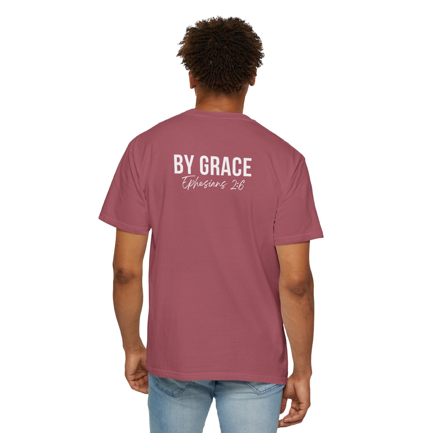Elevated Christian T-Shirt | “By Grace” Scripture Back Print | Faith Streetwear | Inspirational Unisex Cotton Top | Everyday Wear & Gift Idea