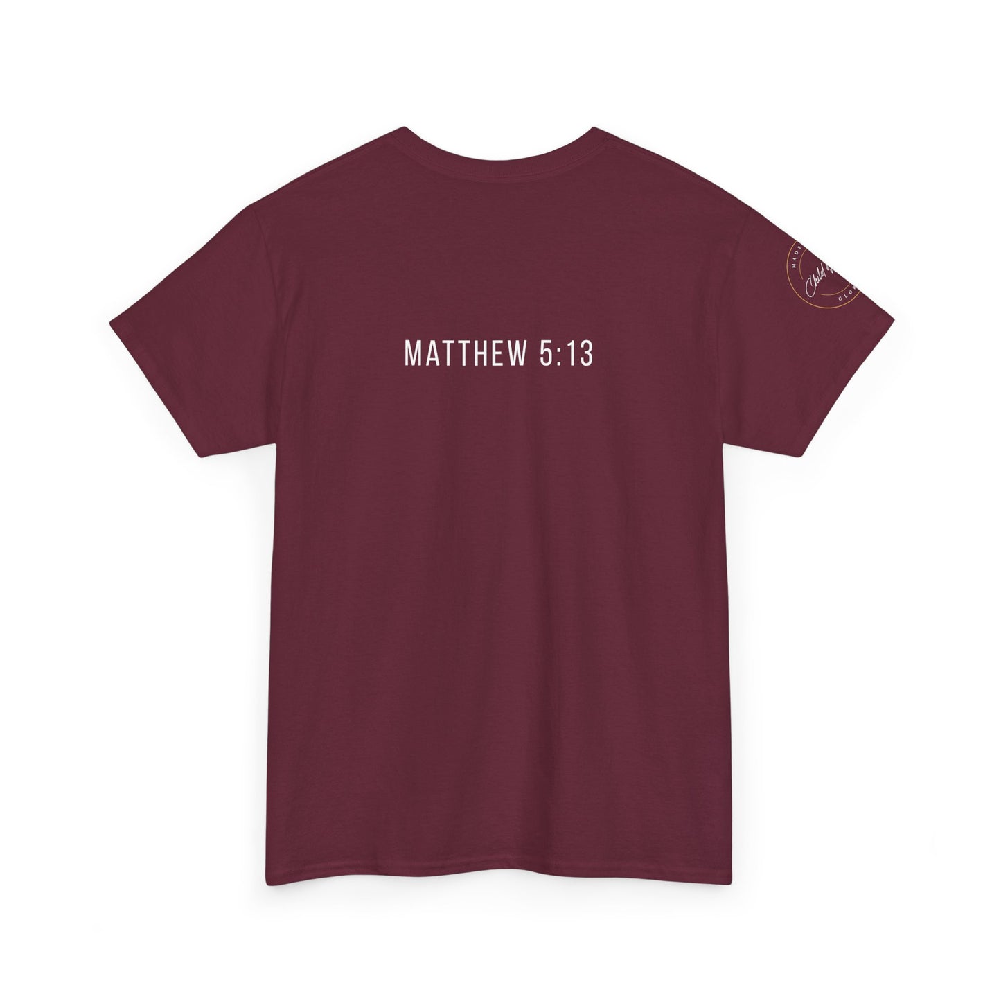 Matthew 5:13 Christian T-Shirt | Scripture Back Print Faith Tee | Inspirational Unisex Cotton Top | Everyday Streetwear & Gift Idea