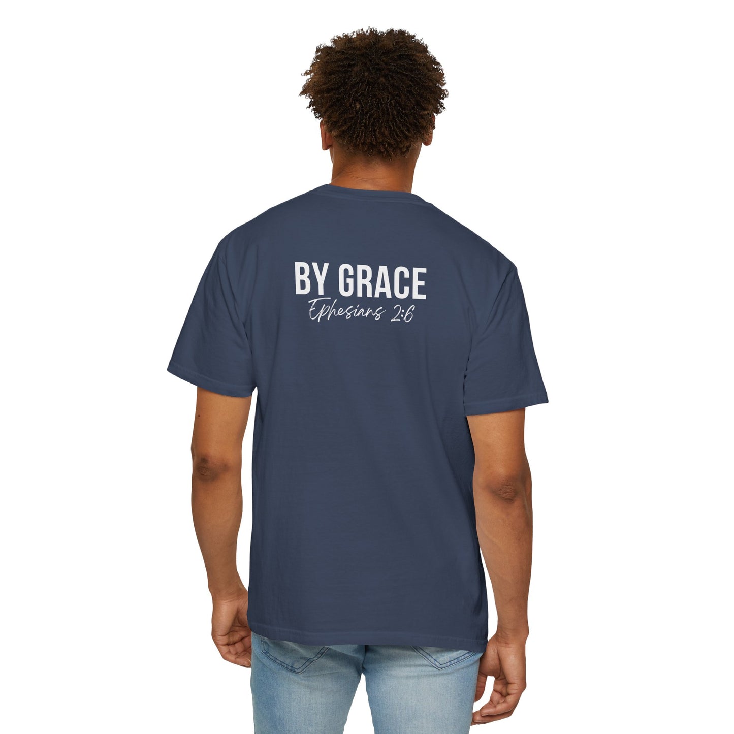 Elevated Christian T-Shirt | “By Grace” Scripture Back Print | Faith Streetwear | Inspirational Unisex Cotton Top | Everyday Wear & Gift Idea