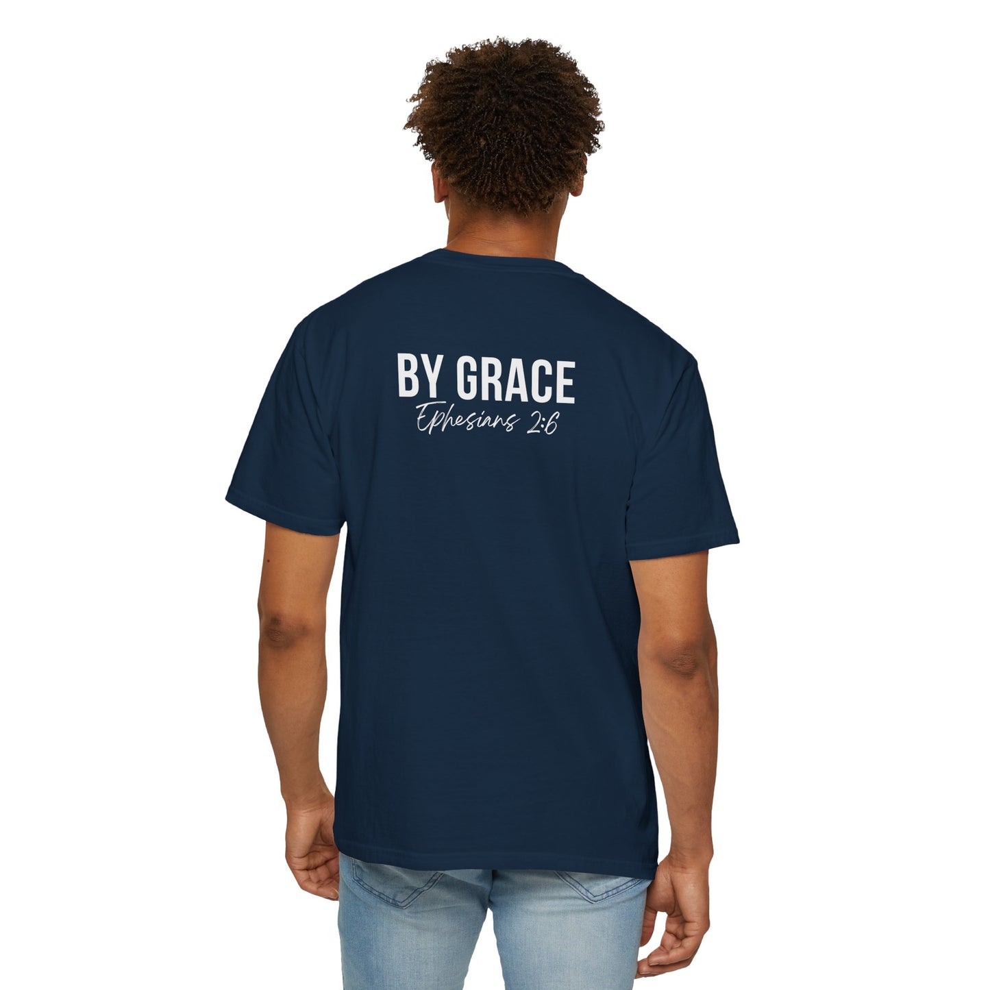 Elevated Christian T-Shirt | “By Grace” Scripture Back Print | Faith Streetwear | Inspirational Unisex Cotton Top | Everyday Wear & Gift Idea