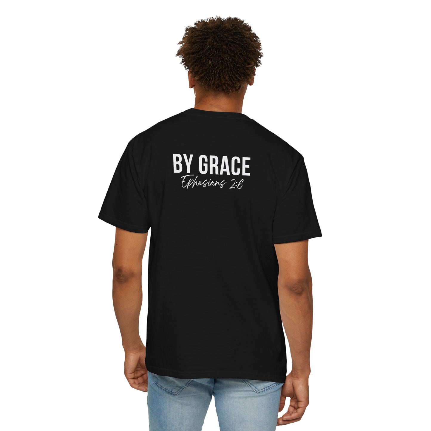 Elevated Christian T-Shirt | “By Grace” Scripture Back Print | Faith Streetwear | Inspirational Unisex Cotton Top | Everyday Wear & Gift Idea