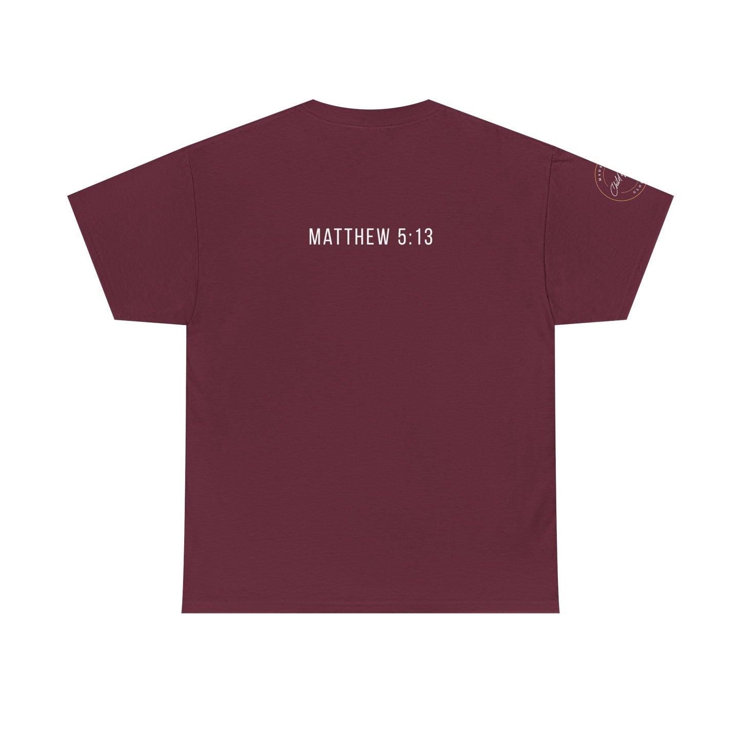 Matthew 5:13 Christian T-Shirt | Scripture Back Print Faith Tee | Inspirational Unisex Cotton Top | Everyday Streetwear & Gift Idea
