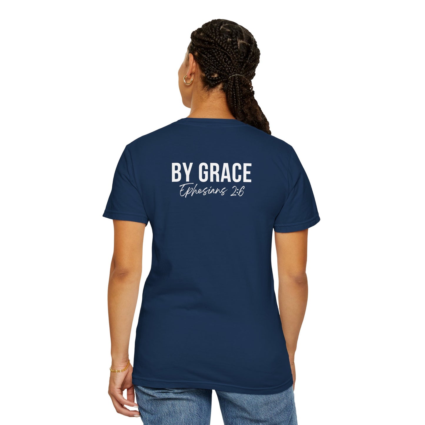 Elevated Christian T-Shirt | “By Grace” Scripture Back Print | Faith Streetwear | Inspirational Unisex Cotton Top | Everyday Wear & Gift Idea