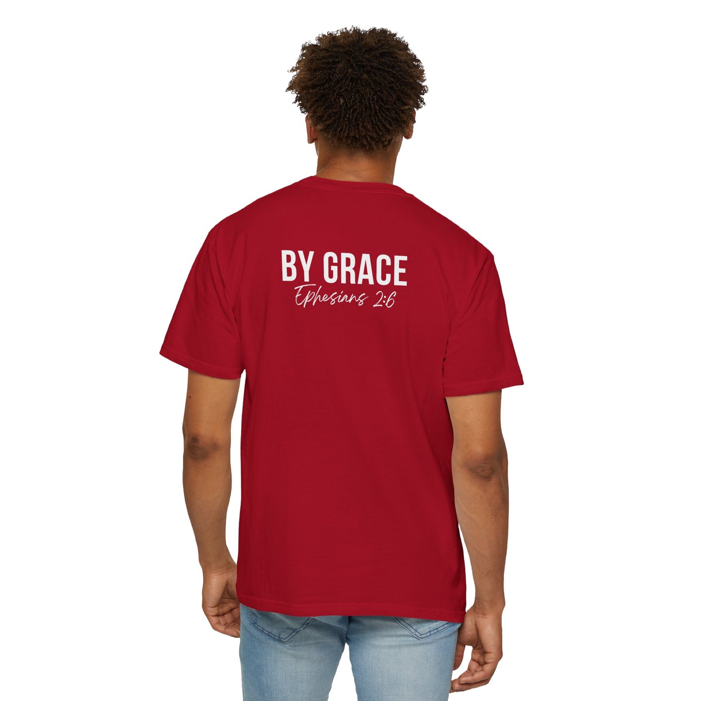 Elevated Christian T-Shirt | “By Grace” Scripture Back Print | Faith Streetwear | Inspirational Unisex Cotton Top | Everyday Wear & Gift Idea