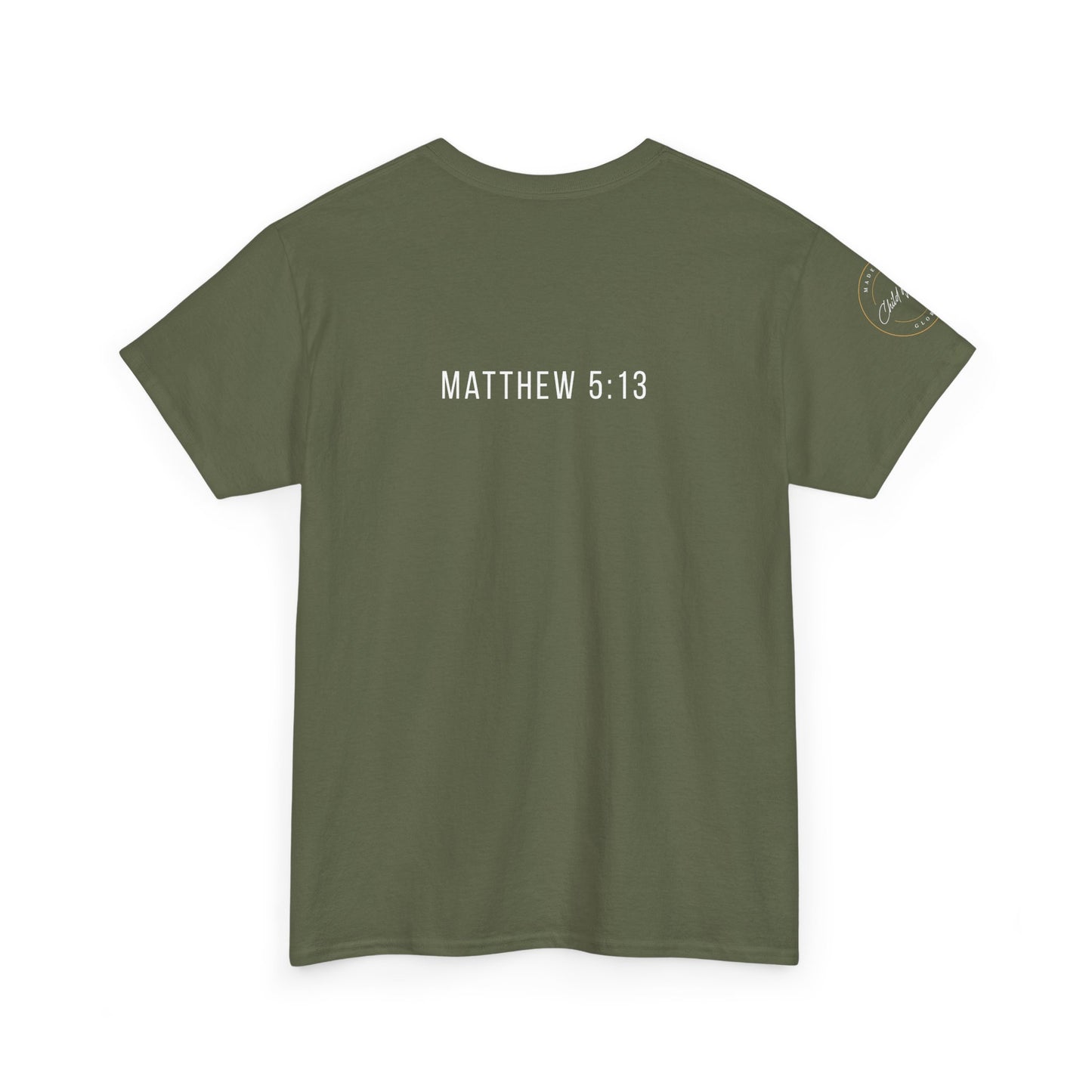 Matthew 5:13 Christian T-Shirt | Scripture Back Print Faith Tee | Inspirational Unisex Cotton Top | Everyday Streetwear & Gift Idea