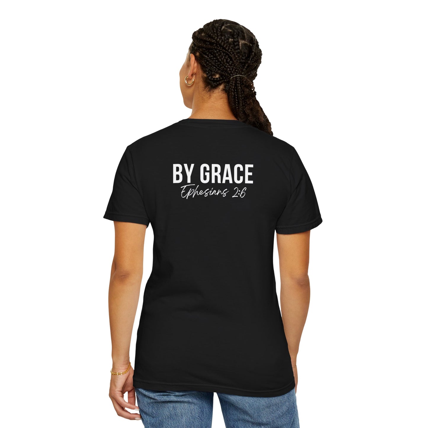 Elevated Christian T-Shirt | “By Grace” Scripture Back Print | Faith Streetwear | Inspirational Unisex Cotton Top | Everyday Wear & Gift Idea