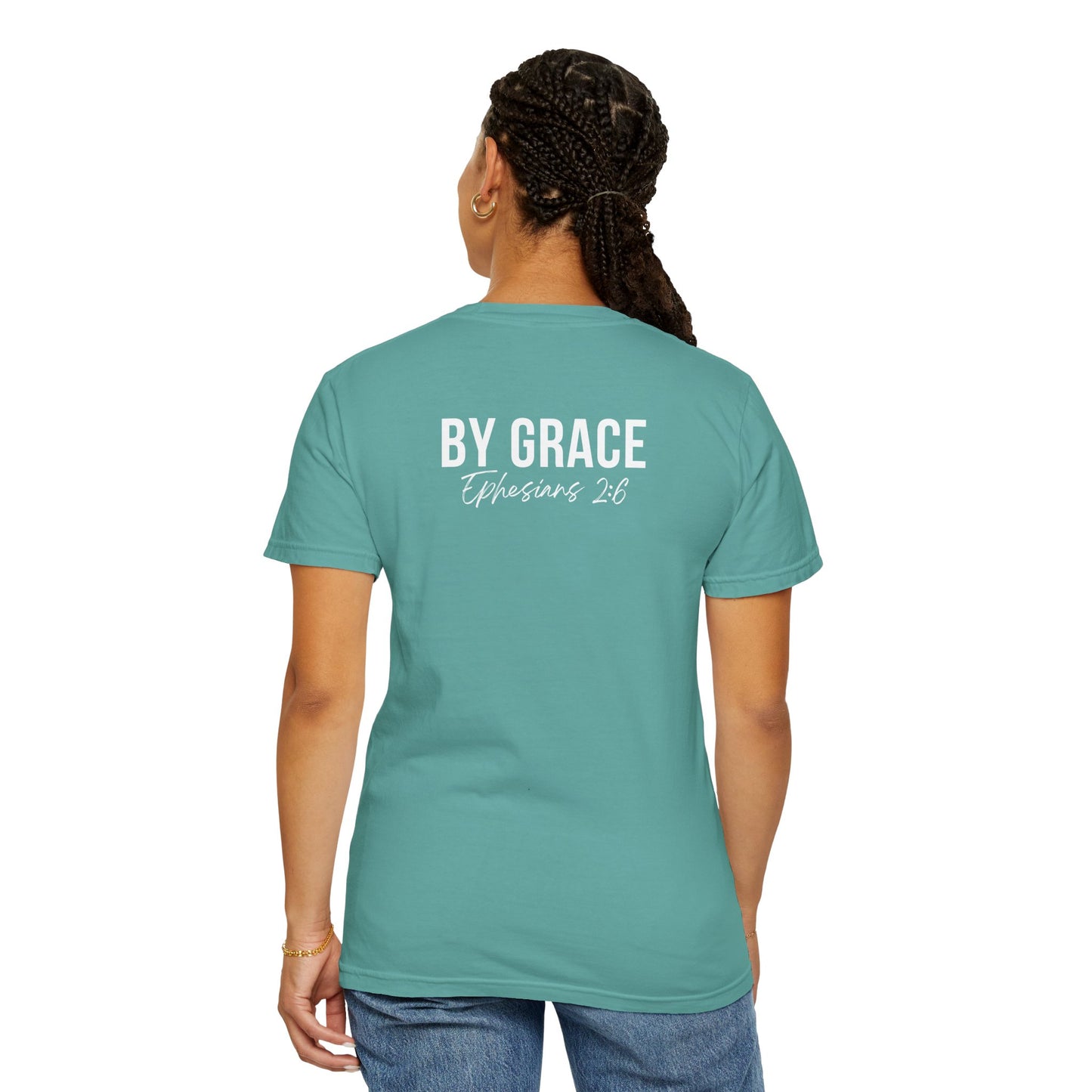 Elevated Christian T-Shirt | “By Grace” Scripture Back Print | Faith Streetwear | Inspirational Unisex Cotton Top | Everyday Wear & Gift Idea