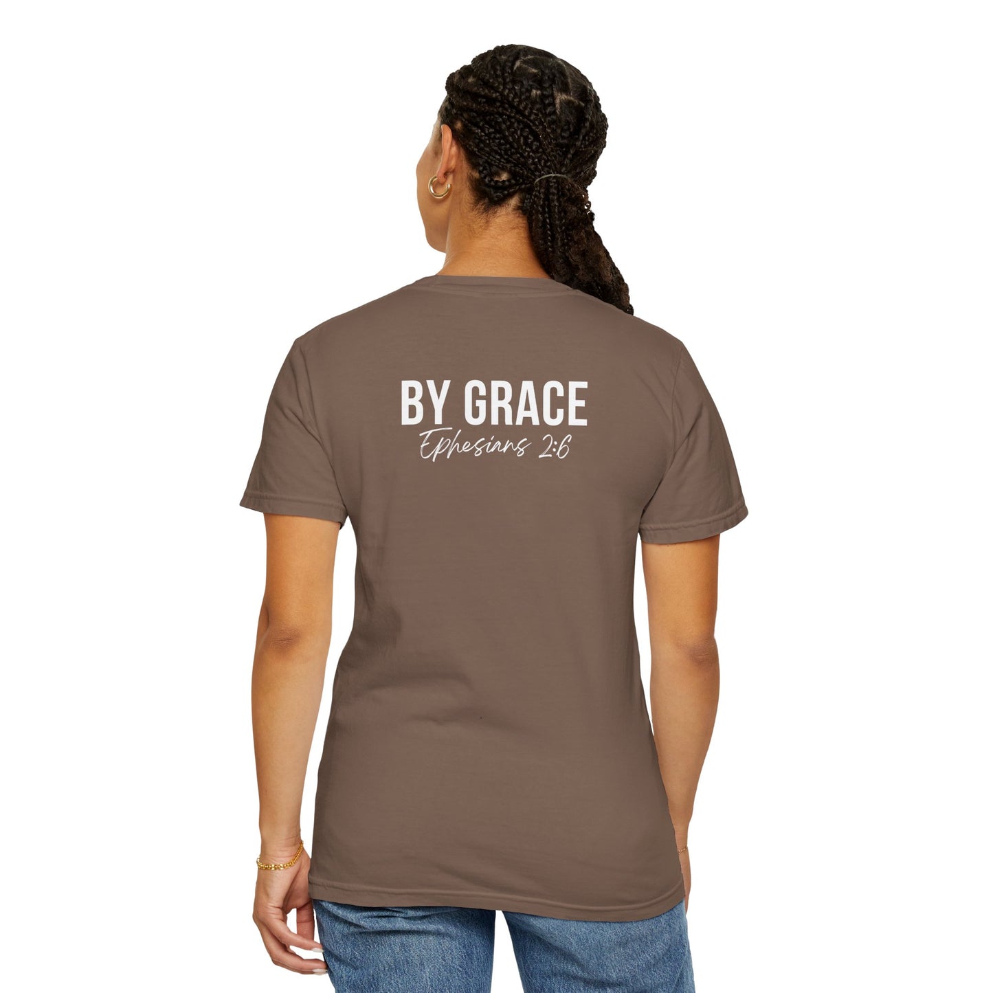 Elevated Christian T-Shirt | “By Grace” Scripture Back Print | Faith Streetwear | Inspirational Unisex Cotton Top | Everyday Wear & Gift Idea