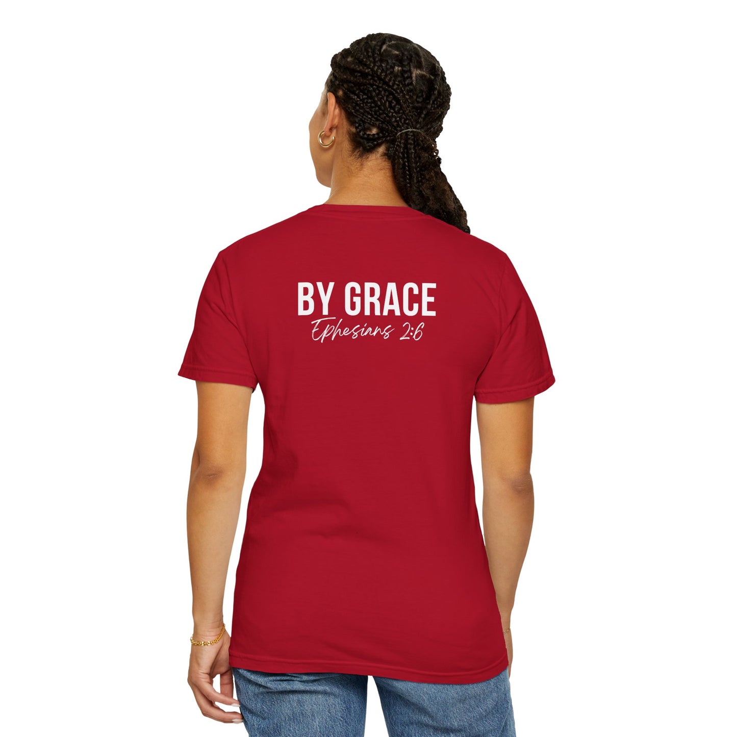 Elevated Christian T-Shirt | “By Grace” Scripture Back Print | Faith Streetwear | Inspirational Unisex Cotton Top | Everyday Wear & Gift Idea