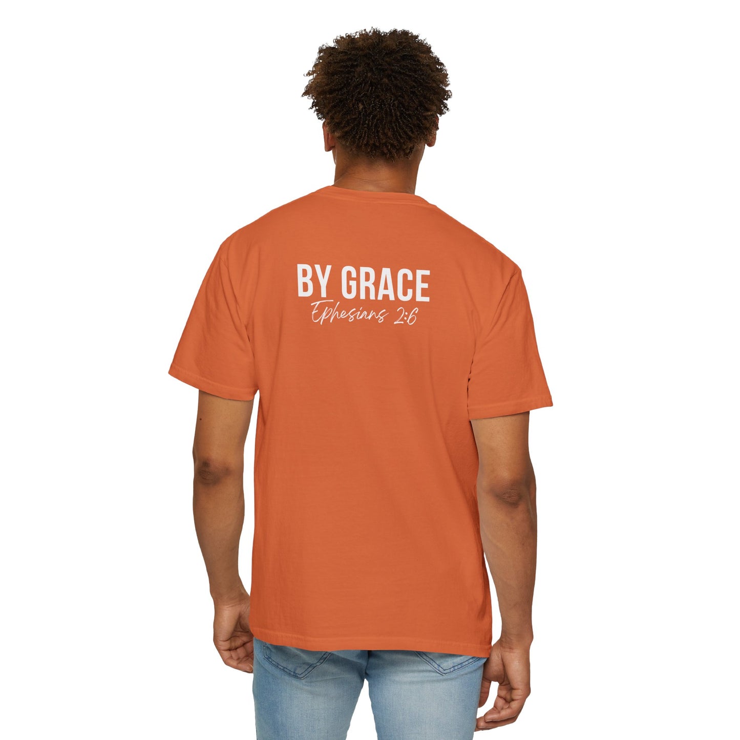 Elevated Christian T-Shirt | “By Grace” Scripture Back Print | Faith Streetwear | Inspirational Unisex Cotton Top | Everyday Wear & Gift Idea