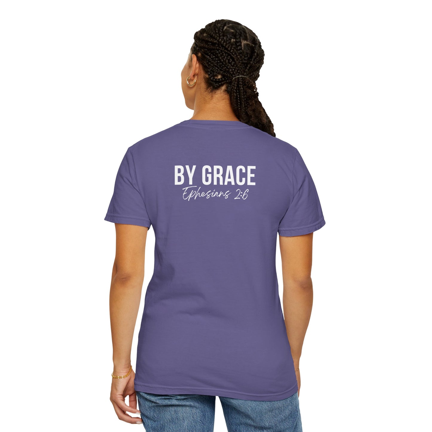 Elevated Christian T-Shirt | “By Grace” Scripture Back Print | Faith Streetwear | Inspirational Unisex Cotton Top | Everyday Wear & Gift Idea