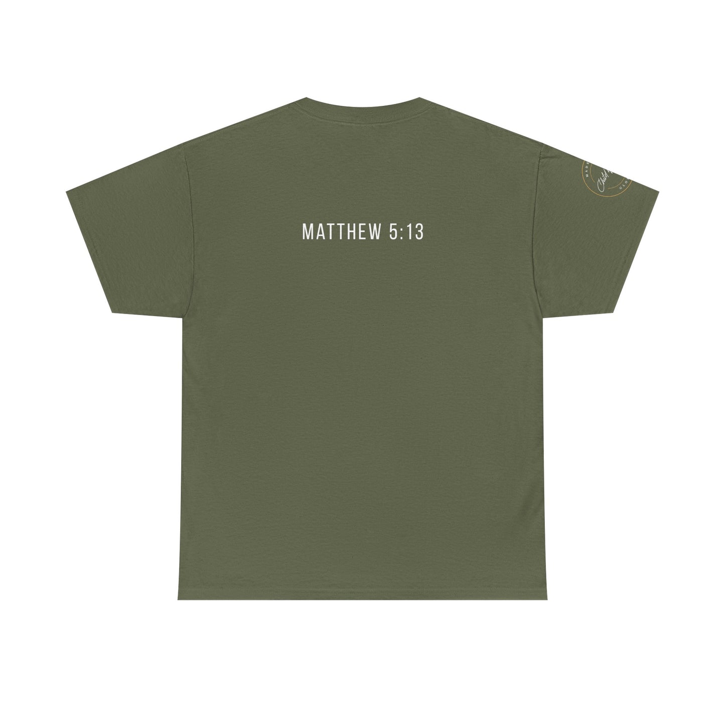 Matthew 5:13 Christian T-Shirt | Scripture Back Print Faith Tee | Inspirational Unisex Cotton Top | Everyday Streetwear & Gift Idea
