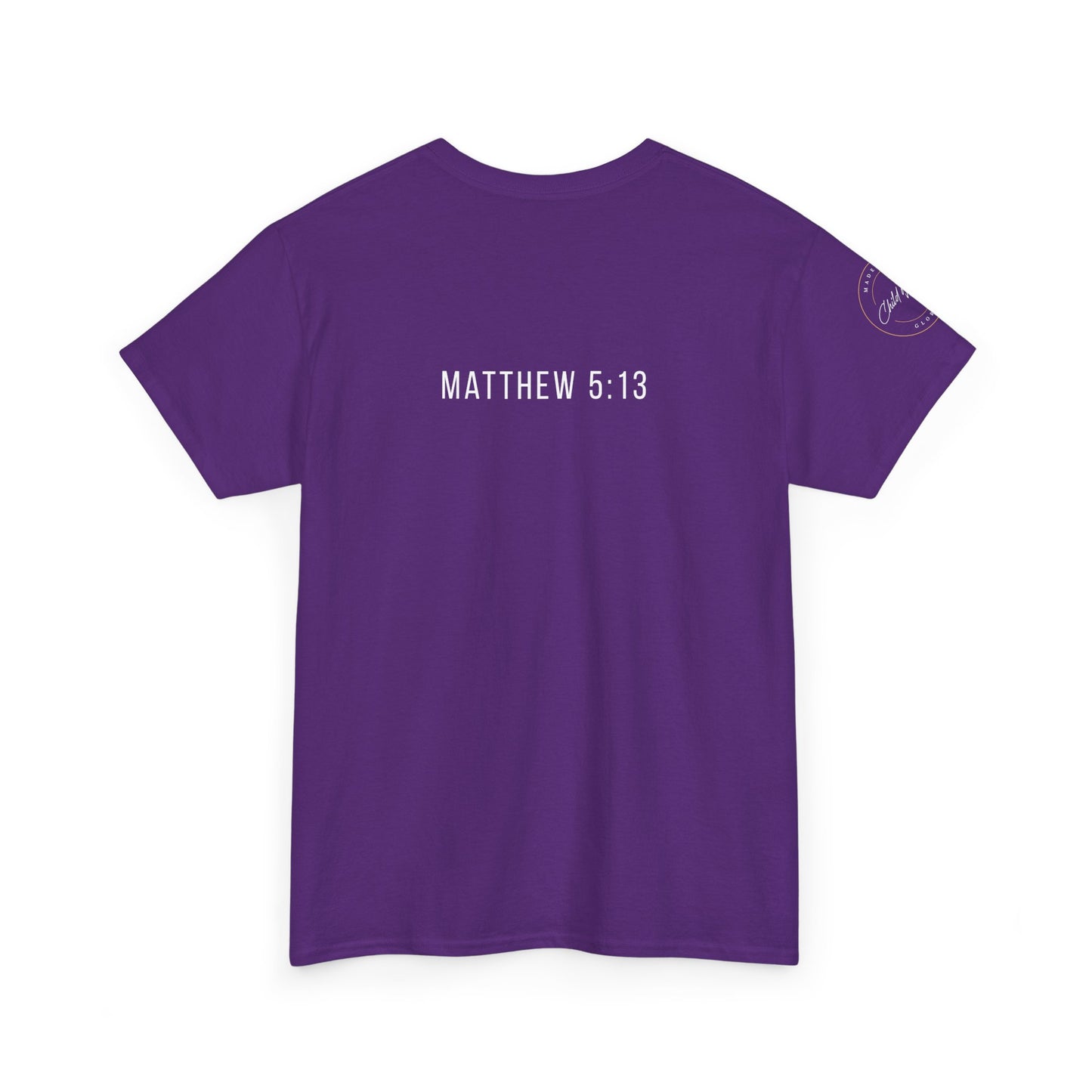 Matthew 5:13 Christian T-Shirt | Scripture Back Print Faith Tee | Inspirational Unisex Cotton Top | Everyday Streetwear & Gift Idea