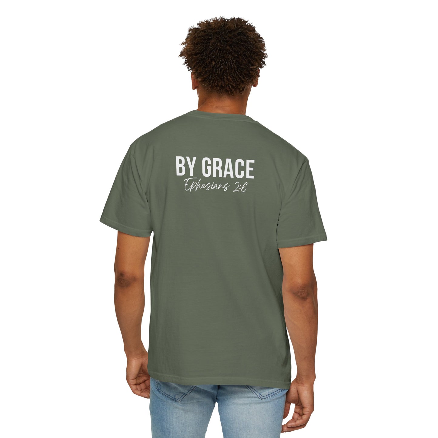 Elevated Christian T-Shirt | “By Grace” Scripture Back Print | Faith Streetwear | Inspirational Unisex Cotton Top | Everyday Wear & Gift Idea